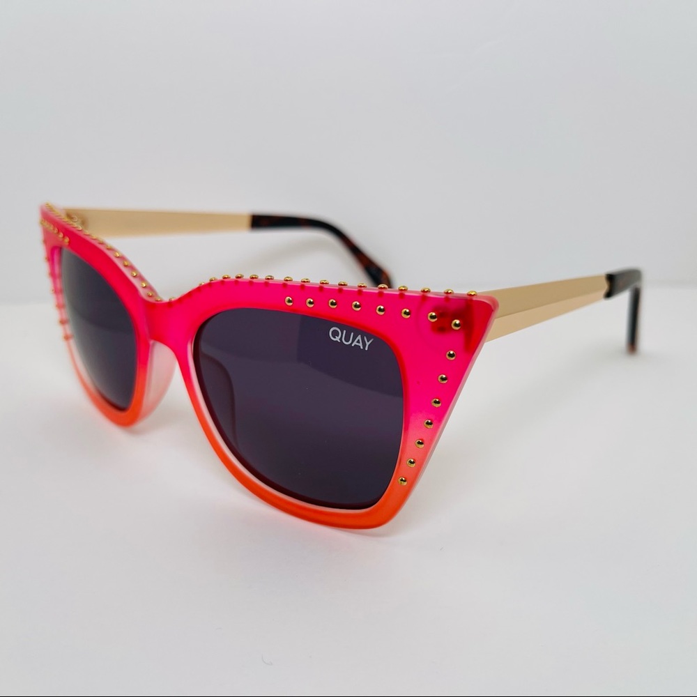 Quay x Saweetie Harper Studded Sunglasses Matte Coral/Black ID:49786